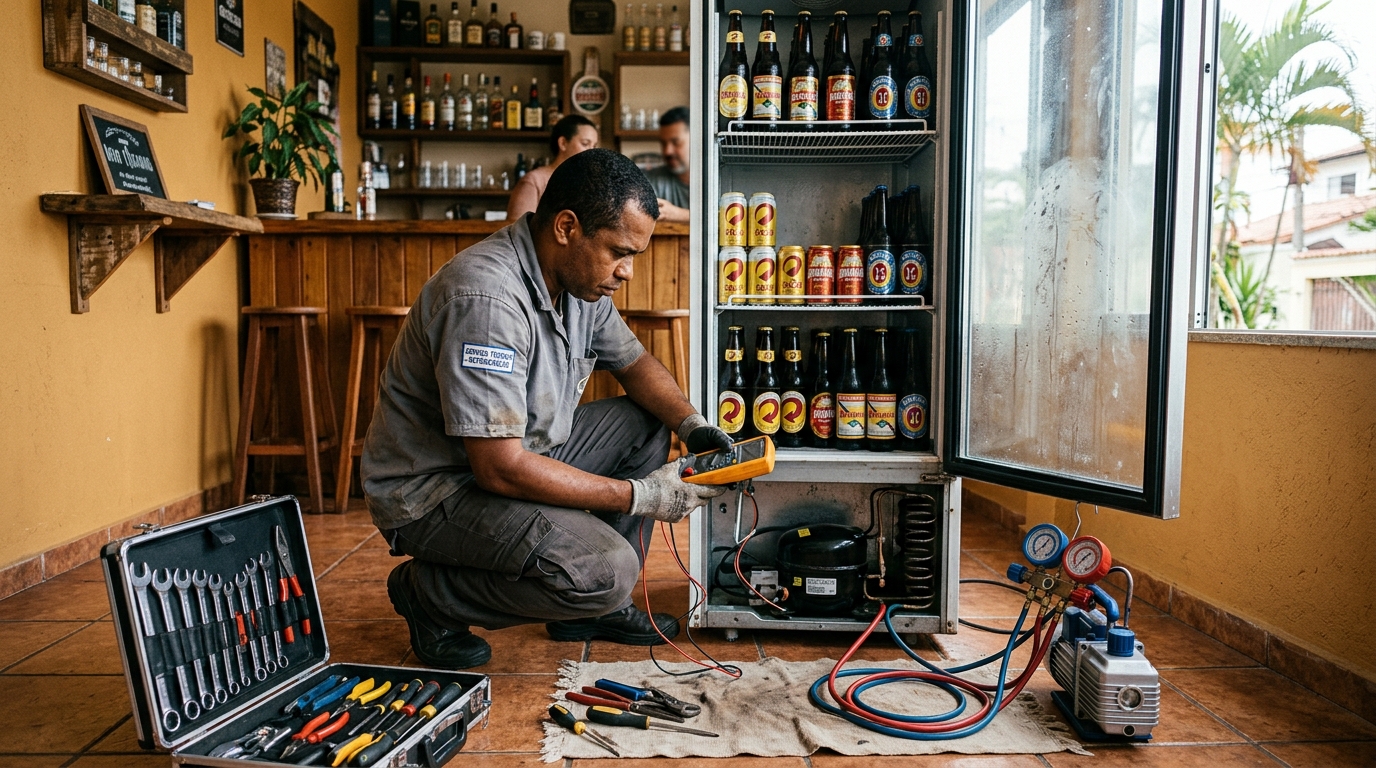 Substituição do termostato de uma cervejeira em Betim‑MG
